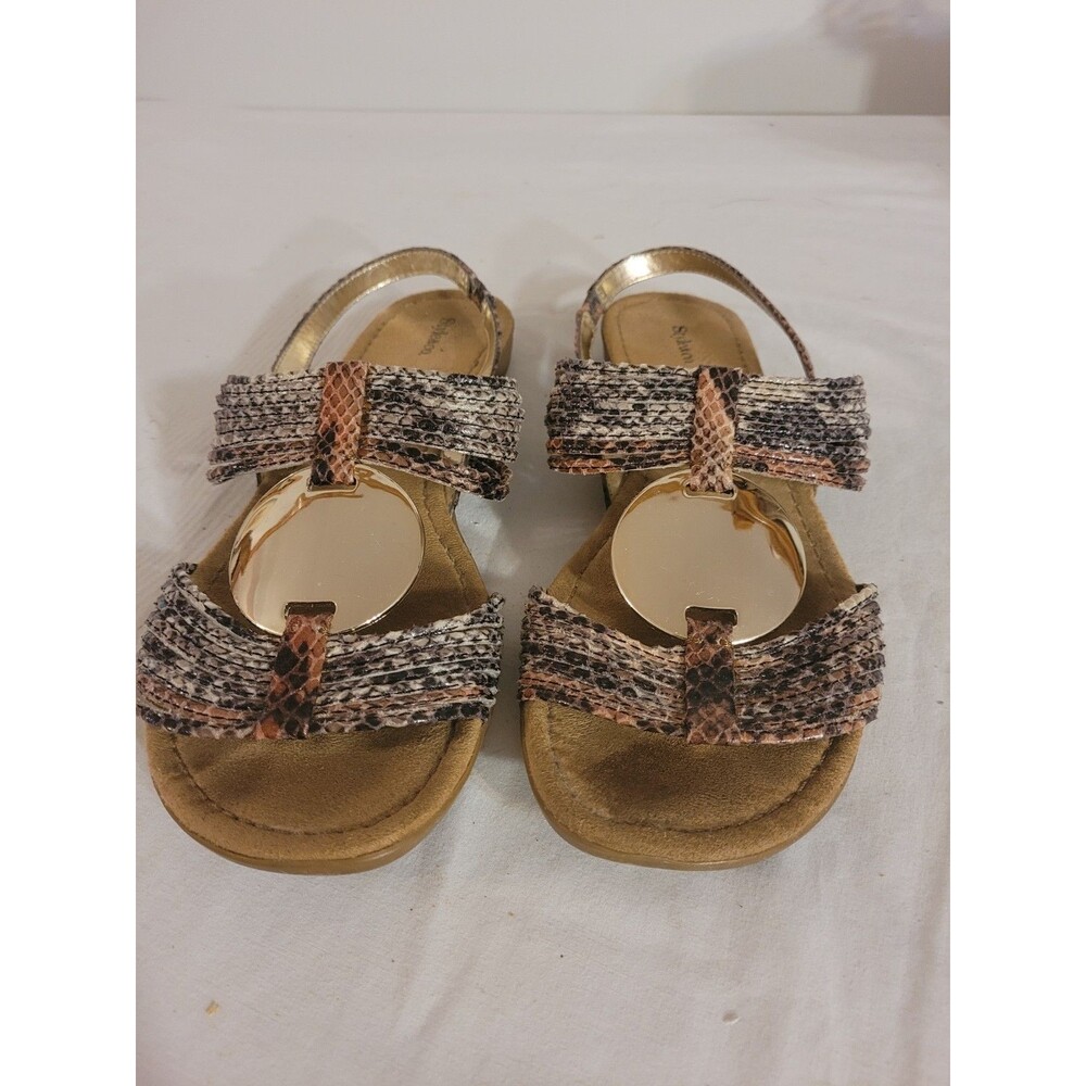 Style&Co womans sandals Sz 8.5 Snakeskin Design W/metal medallion